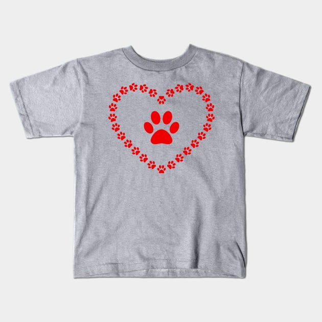 Paw heart Kids T-Shirt by Florin Tenica